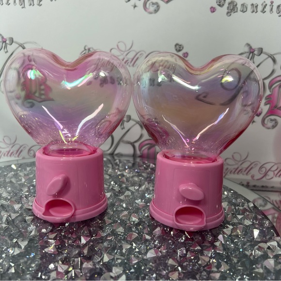 heart shaped candy/pill dispensers holographic pink turn able storage holder y2k - Picture 6 of 17